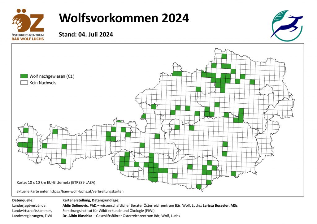 OeZ_Wolfsvorkommen_2024_07_08-1024x724 Wolf - Verbreitung Österreich