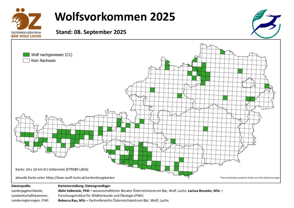 OeZ_Wolfsvorkommen_2025_09_08-1024x724 Wolf - Verbreitung Österreich